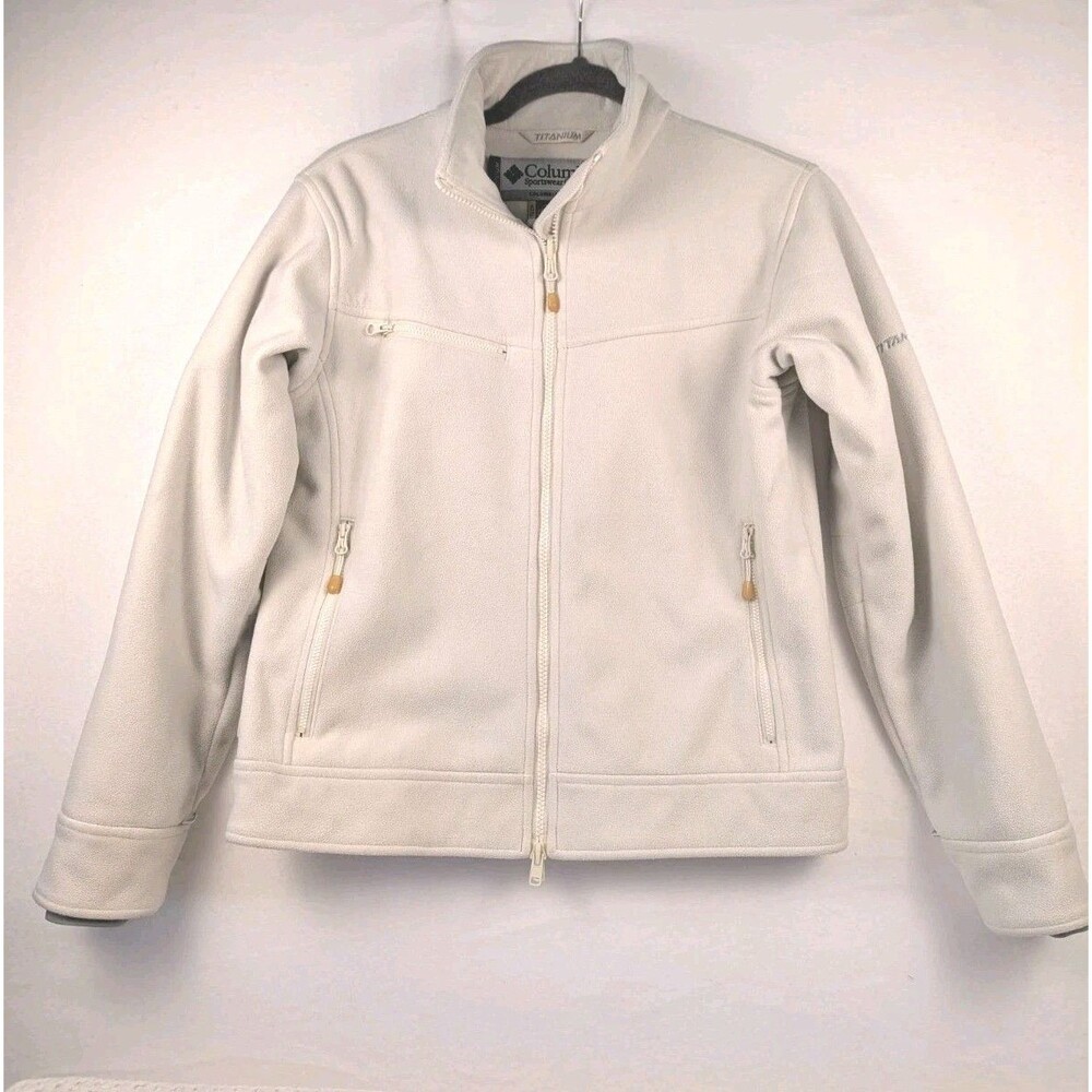 Columbia Titanium Women’s Fleece Jacket Medium White Full Zip Pocket